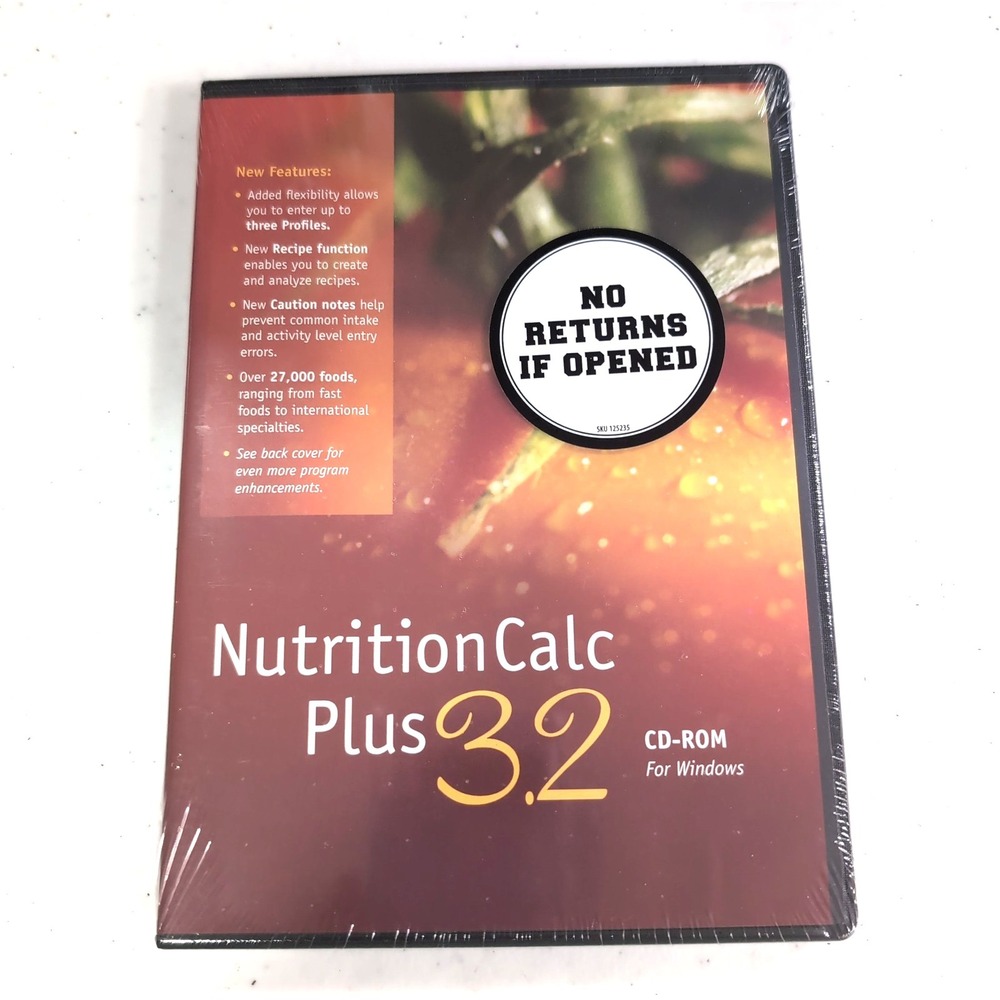 NutritionCalc Plus 3.2 CD-ROM ESHA Research CD-ROM New Sealed 2009 Windows